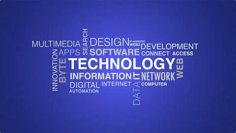 Image of technology word cloud blue background Stock Illustration