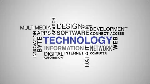 Image of technology word cloud white background Stock Illustration