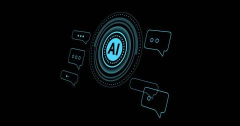 Image of text and ai data processing over black background Foto stock