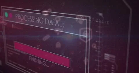 Image of text and data processing over dark background Stock Photos