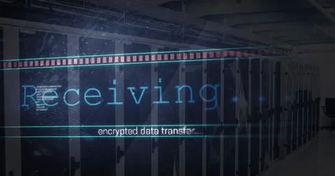 Image of text and digital data processing over computer servers Stock Photos