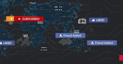 Image of text and icon in notification bars over circuit board pattern agai.. Stock Photos