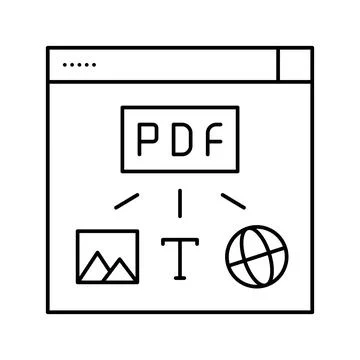 Image, text and web site page to pdf file line icon vector illustration Stock Illustration