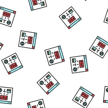 Image, text and web site page to pdf file vector seamless pattern Stock Illustration