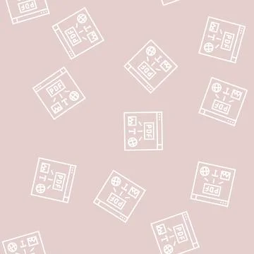 Image, text and web site page to pdf file line seamless pattern Illustrazione stock