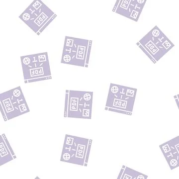 Image, text and web site page to pdf file glyph seamless pattern Stock Illustration