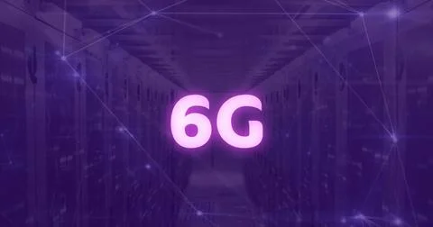 Image of text over network of connections on dark background Foto stock