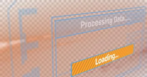 Image of text processing data and loading, with time bar on computer interface Stock Illustration