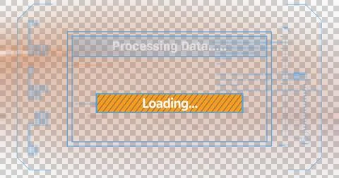 Image of text processing data and loading, with time bar on orange computer Stock Illustration