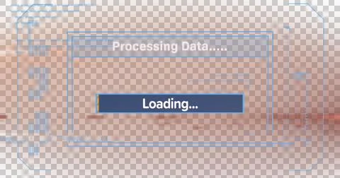 Image of text processing data and loading, with time bar on orange computer Stock Illustration