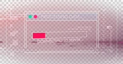 Image of text processing data and discovering database, with time bar on red Stock Illustration