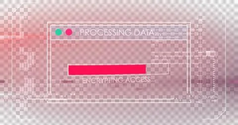 Image of text processing data and discovering database, with time bar on red Stock Illustration