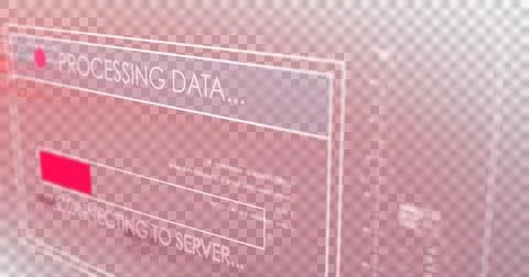 Image of text processing data and discovering database, with time bar on red Stock Illustration