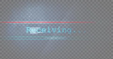 Image of text, receiving encrypted data transfer, and red bar on black interface Stock Illustration