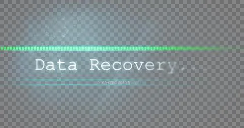 Image of text, receiving encrypted data recovery and green bar on black Stock Illustration