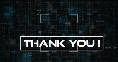 Image of thank you over data processing on black background Stock Photos