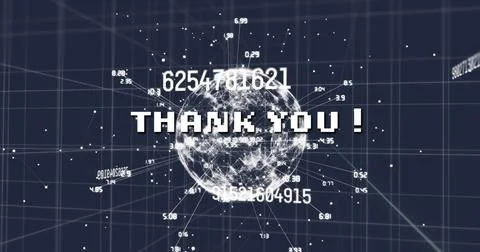 Image of thank you text over data processing and network of connections Stock Illustration
