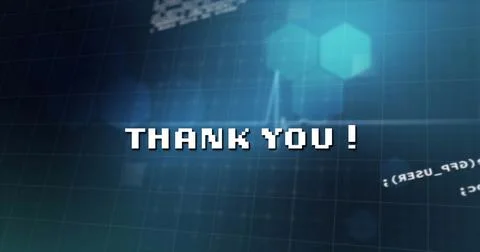 Image of thank you text over data processing on black background Illustrazione stock
