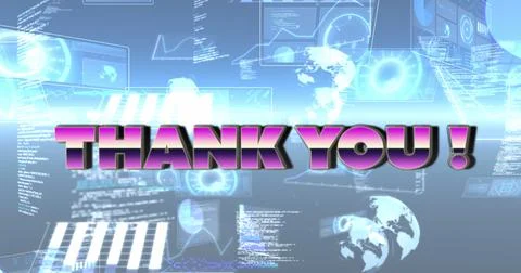 Image of thank you text over scope scanning and data processing イラスト素材