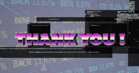 Image of thank you text over data processing イラスト素材