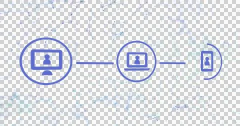 Image of three blue digital icons with computer interface Illustrazione stock