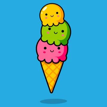 Image of three multicolored ice cream balls. Vector illustration. Stock Illustration