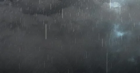Image of thunderstorm with lightning, heavy rain and grey clouds Fotos de archivo