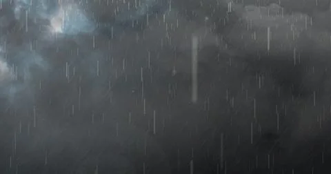 Image of thunderstorm with lightning, heavy rain and grey clouds Fotos de archivo