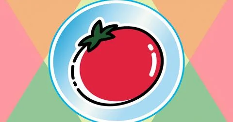 Image of tomato on pattern background Stock Photos