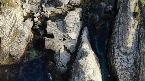 Image from the top of sea and rocks Stock Footage 103462971