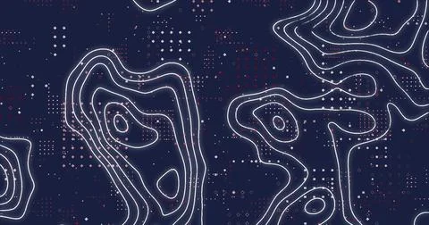Image of topography patterns and microprocessor connections against blue Stock Photos