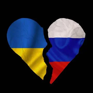 Image of the torn flags of Ukraine and Russia Stock Illustration