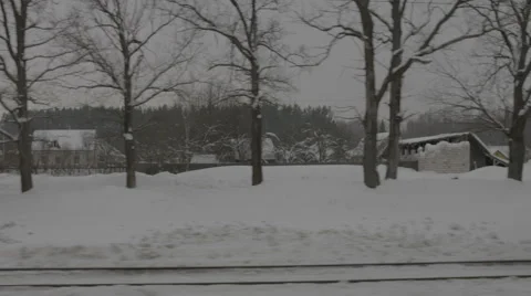 Image of train standing on tracks in winter Video stock 67558556