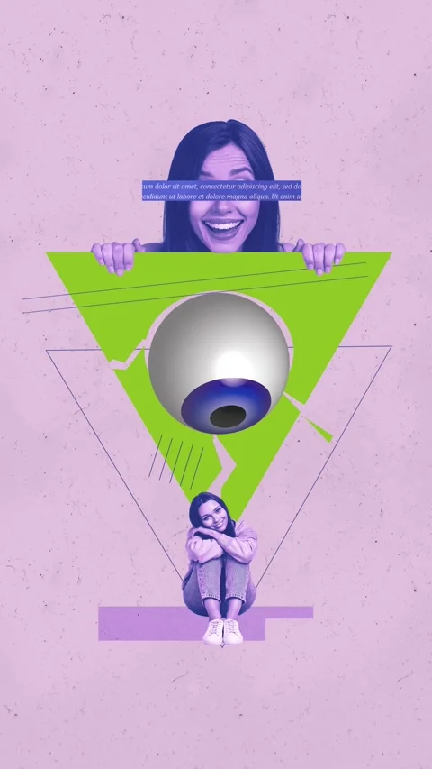 Image trend motion collage video of two happy girls eyeball crack stare jewish Stock-Footage 312316475