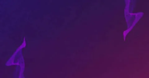 Image of triangle with glowing light trails moving over purple background Stock Photos