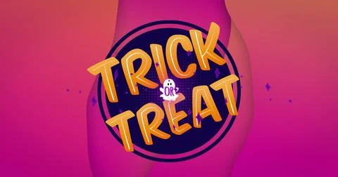 Image of trick or treat text over layers of pink background Stock Illustration