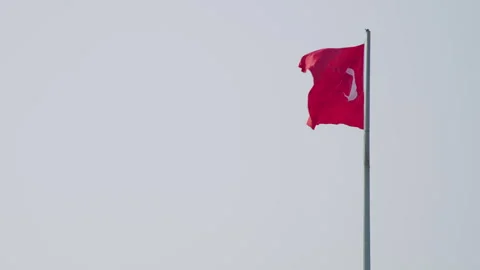 Image of the Turkish flag gently waving in the wind Video stock 280437142