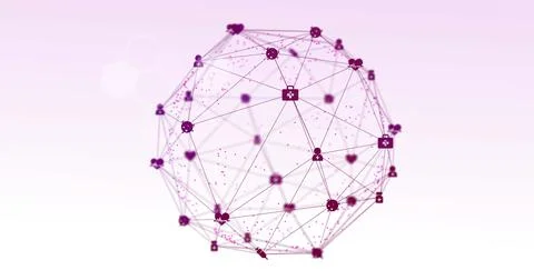 Image of turning globe of connected purple icons and data processing on white Illustrazione stock