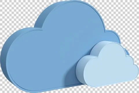 Image of two 3d cloud symbols in two shades of blue Stock Illustration