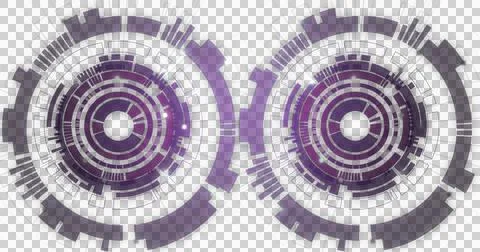 Image of two circular interface spinning over transparent background Ilustração Stock