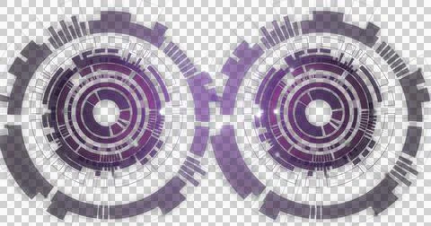 Image of two circular interface spinning over transparent background Ilustração Stock