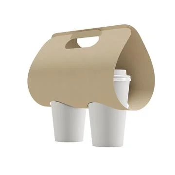 A image of two Coffee Cups in Carrier isolated on a white background Stock Illustration