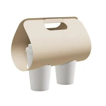 A image of two Coffee Cups in Carrier isolated on a white background Stock Illustration