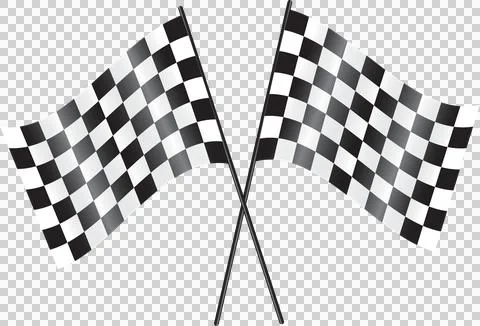 Image of two crossed motor racing black and white checkered finish flags Stock Illustration