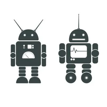 Image of two funny robots Stock Illustration
