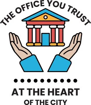The image is of two hands holding a building, which is a symbol of trust Ilustración de archivo