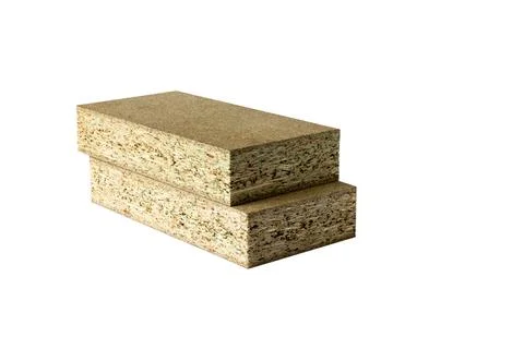Image of two pieces of chipboard on a white background. Foto stock