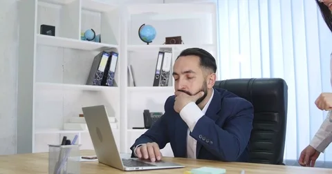 Image of two successful business partners working at meeting in office Stock Footage