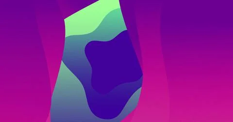 Image of undulating pink and green organic forms moving on dark background Stock Illustration
