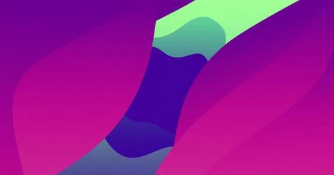 Image of undulating pink and green organic forms moving on dark background 库存插图